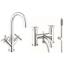 Croswater Totti II Basin & Bath Shower Mixer Tap Pack With Kit (Chrome).