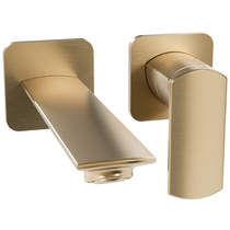 Crosswater Varda Wall Mounted Basin Mixer Tap (Brushed Brass).