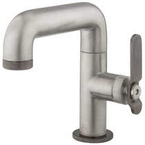 Crosswater UNION Basin Mixer Tap With Black Lever Handle (Brushed Nickel).