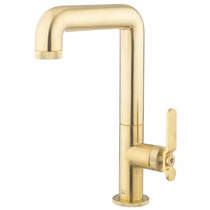 Crosswater union tall basin mixer tap with lever handle (brushed brass).