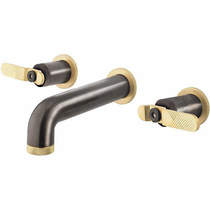 Crosswater UNION Wall Mounted Basin Tap (Black Chrome & Brushed Brass).