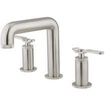 Crosswater UNION Three Hole Deck Mounted Basin Mixer Tap (Brushed Nickel).
