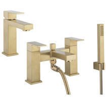 Crosswater verge basin & bath shower mixer tap pack (brushed brass).