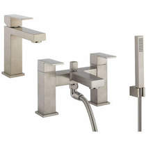 Crosswater Verge Basin & Bath Shower Mixer Tap Pack (Br Stainless Steel).