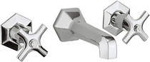 Crosswater Waldorf Wall Mounted 3 Hole Basin Tap With Crosshead Handles.
