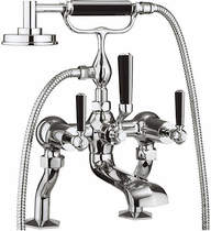 Crosswater Waldorf Bath Shower Mixer Tap With Black Lever Handles.