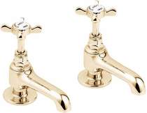 Deva coronation basin taps (pair, gold).