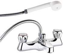 Deva Profile Bath Shower Mixer Tap With Shower Kit And Wall Bracket (Chrome).
