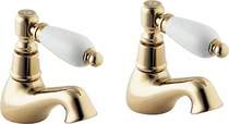 Deva georgian basin taps (pair, gold).