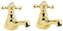 Deva tudor basin taps (pair, gold).