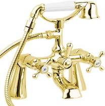 Deva tudor bath shower mixer tap with shower kit (gold).