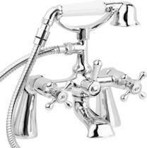 Deva Tudor Bath Shower Mixer Tap With Shower Kit (Chrome).