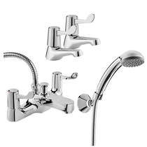Deva Vitality Basin & BSM Tap Pack With Lever Handles (Pairs, Chrome).