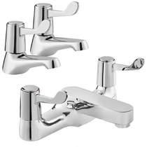 Deva Vitality Basin & Bath Filler Tap Pack With Lever Handles (Pairs, Chrome).