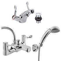 Deva Vitality Mono Basin & BSM Tap Pack With Lever Handles (Pairs, Chrome).