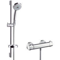 Hansgrohe ecostat combi shower set with 650mm slide rail & 3 jet handset.