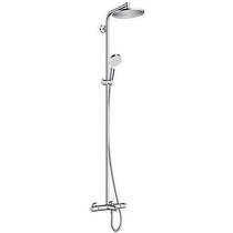 Hansgrohe crometta s 240 1 jet showerpipe pack with bath filler spout.