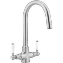 Hydra Evie Pro Kitchen Tap With Twin Lever Controls (Brushed Steel).