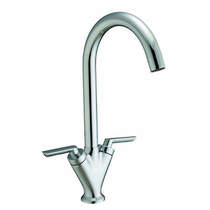 Hydra Grace Kitchen Tap With Twin Lever Controls (Brushed Steel).