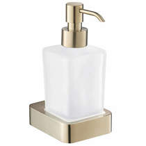 JTp hix square soap dispenser & holder (brushed brass).