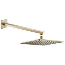 JTP Hix Square Shower Head & Wall Mounting Arm (Brushed Brass).