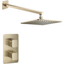 JTP Hix Thermostatic Shower Valve, Head & Wall Arm (Brushed Brass)