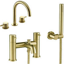 JTP Vos 3 Hole Basin & Bath Shower Mixer Tap Pack (Brushed Brass).