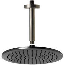 JTP Vos 250mm Round Shower Head With Ceiling Mounting Arm (Br Black).