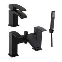 Kartell fiuto basin & bath shower mixer tap pack (matt black).