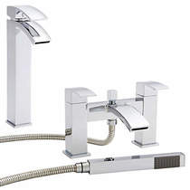 Kartell Flair Tall Basin & Bath Shower Mixer Tap Pack (Chrome).