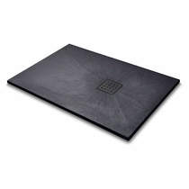Slate Trays Rectangular Shower Tray & Graphite Waste 1400x800 (Black).