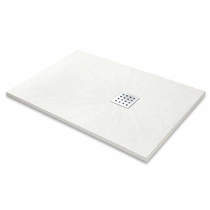 Slate Trays Rectangular Shower Tray & Chrome Waste 1400x800 (White).