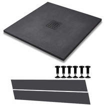 Slate Trays Easy Plumb Square Shower Tray & Waste 900x900 (Graphite).