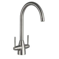 Kartell Kitchen Sink Mixer Tap With Twin Handles (Brushed Steel).