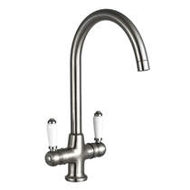 Kartell Kitchen Sink Mixer Tap With Twin Lever Handles (Brushed Steel).