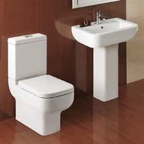 Hydra Modern Suite With Toilet Pan. Cistern, Seat, Basin & Pedestal.