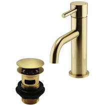Kartell Ottone Basin Mixer Tap With Waste (Brushed Brass).