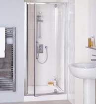 Lakes Classic 800mm Semi-Frameless Pivot Shower Door (Silver).