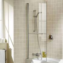 Lakes Classic 800x1500 Square Bath Screen With Towel Rail (Silver).