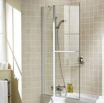 Lakes Classic 944x1500 Square Bath Screen With Fixed Panel & Towel Rail.