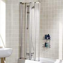 Lakes Classic 730x1400 Framed Bath Screen With 4 Folding Panels (Silver).