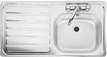 Leisure Sinks Lexin 1.0 bowl stainless steel kitchen sink with left hand drainer. Waste kit supplied.