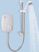 Mira vigour thermostatic power shower (white & chrome).