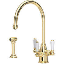 Perrin & Rowe Phoenician 3 In 1 Filtered Kitchen Tap With Rinser (Polished Brass).