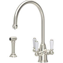 Perrin & Rowe Phoenician 3 In 1 Filtered Kitchen Tap With Rinser (Pewter).