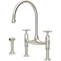 Perrin & Rowe Ionian Kitchen Tap With X-Heads & Rinser (Pewter).