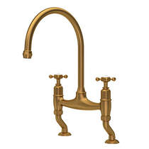 Perrin & Rowe Ionian Kitchen Tap With Crosshead Handles (Aged Brass).