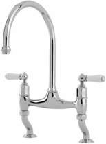 Perrin & Rowe Ionian Kitchen Tap With White Lever Handles (Chrome).