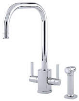 Perrin & Rowe Rubiq Kitchen Tap With Rinser & U Spout (Chrome).