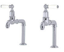 Perrin & Rowe Mayan Deck Mounted Bib Taps With Lever Handles (Chrome).
